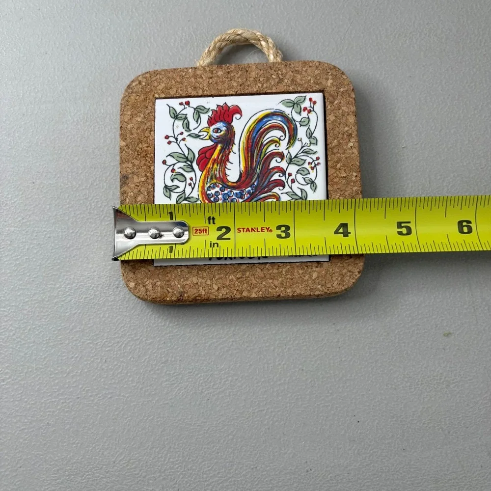 Portugal Rooster of Barcelos Cork Ceramic Tile Trivet Wall Decor Rustica 4x4